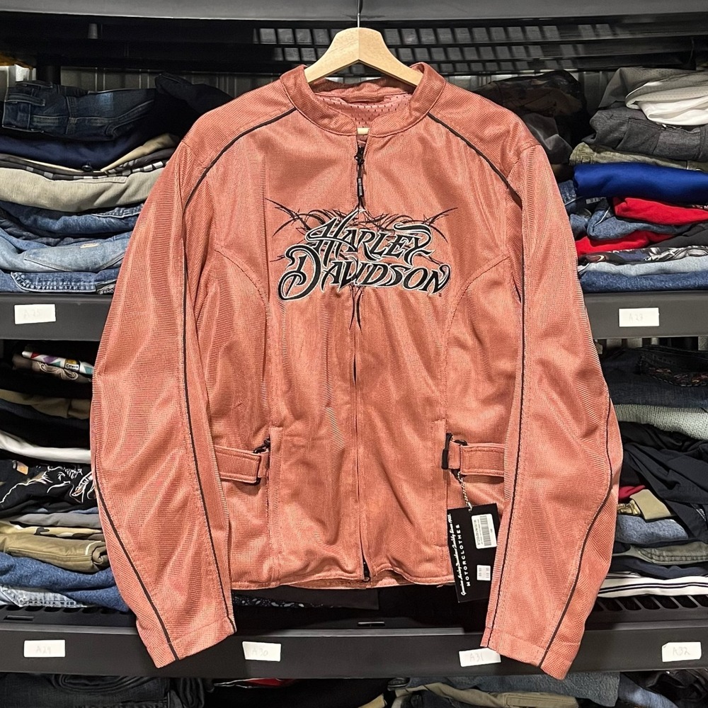 Harley Davidson Reflective Mesh Jacket Womens Large Pink Biker Motorcycle -‎ NWT